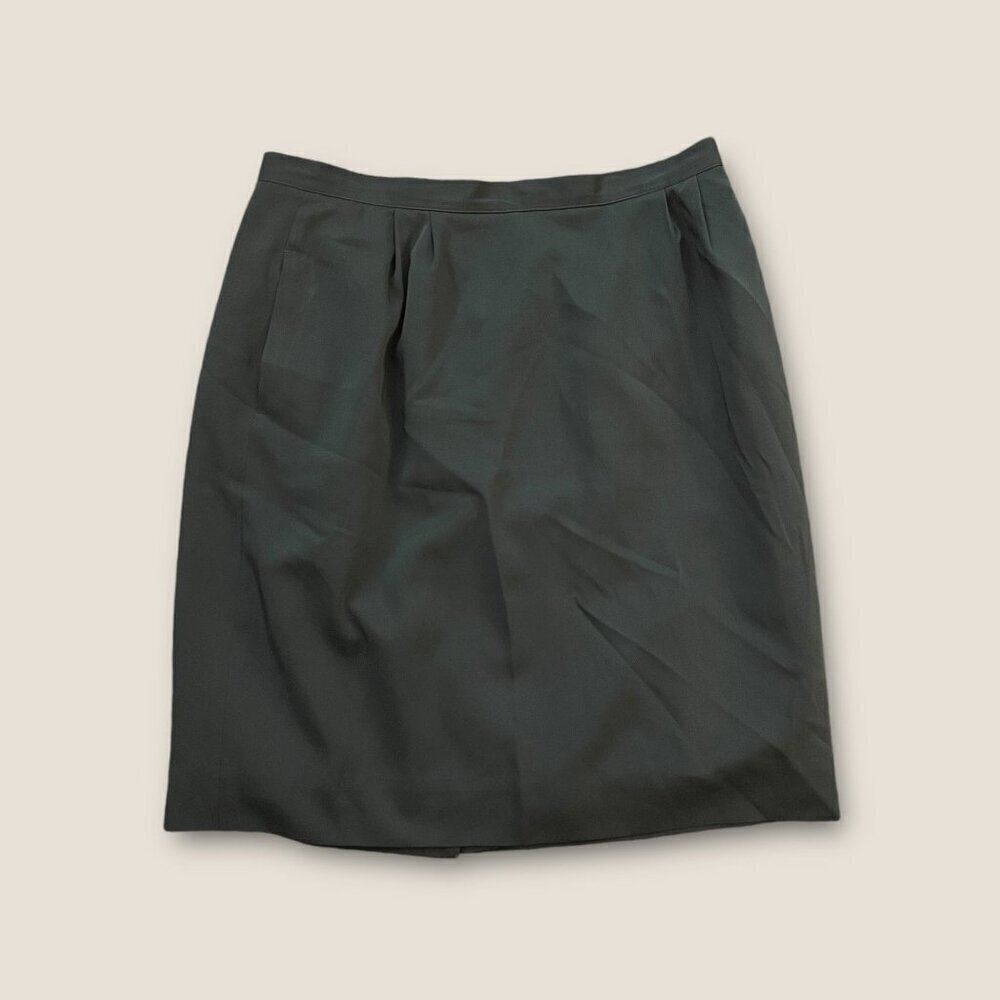 Vintage 80s Jacqueline Ferrar Knee Length Pencil Skirt Dark Forest Green 16